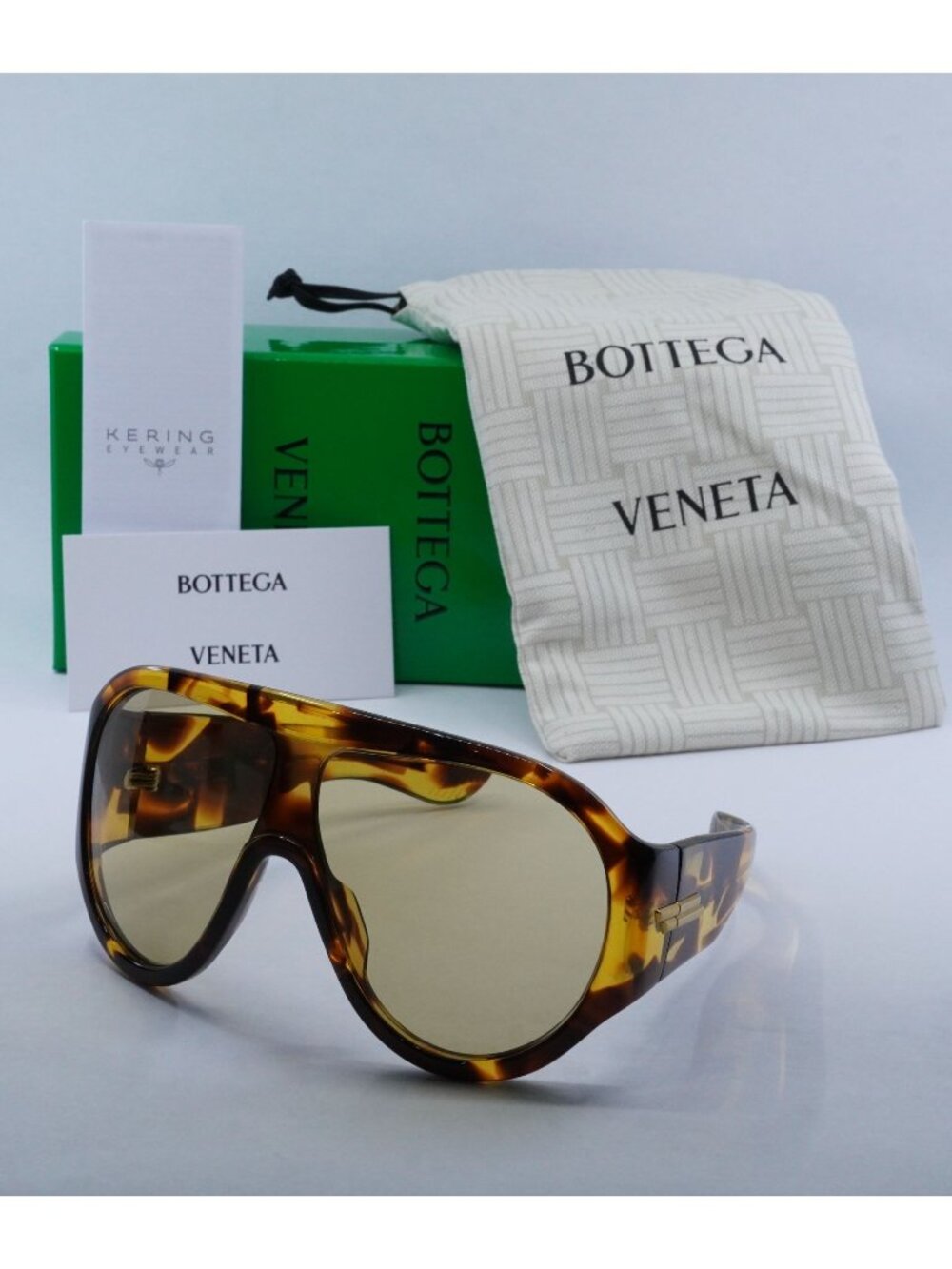 Bottega Veneta BV1345S 002 Shield Sunglasses - Havana/Brown